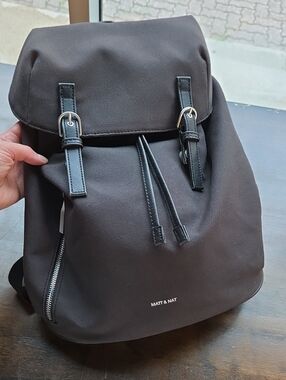 Matt & Nat Black Backpack Purse With Silver Hardware NEW With Tags